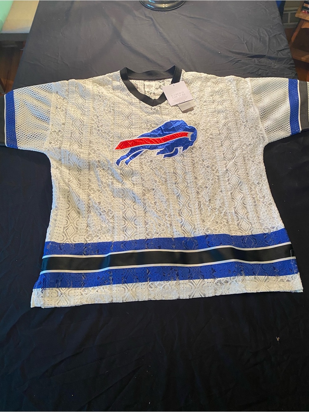 Buffalo Bills Lace Jersey Top in White, Royal & Red